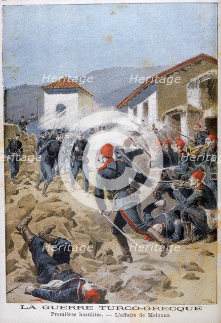 Battle of Meluna, Greco-Turkish War, 1897. Artist: Henri Meyer