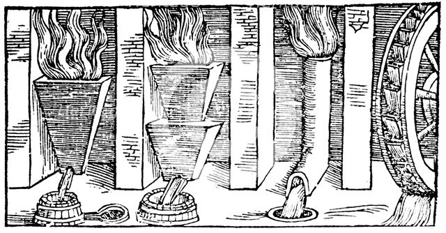 Blast furnaces, 1540. Artist: Unknown