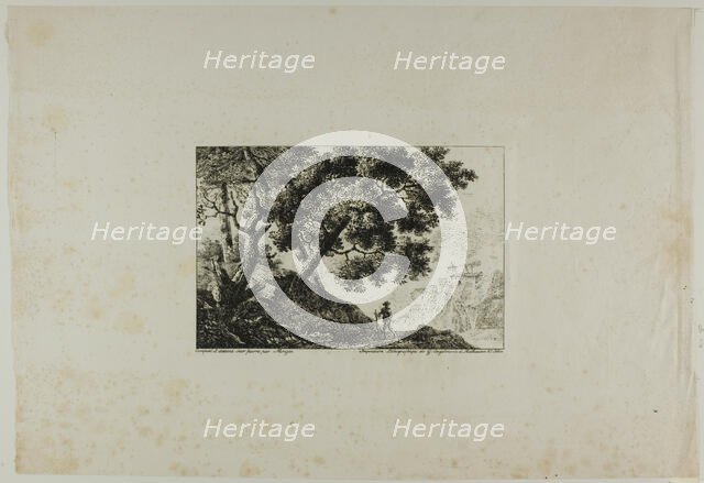 Landscape with Man Carrying Staff, n.d. Creator: Pierre Antoine Mongin.