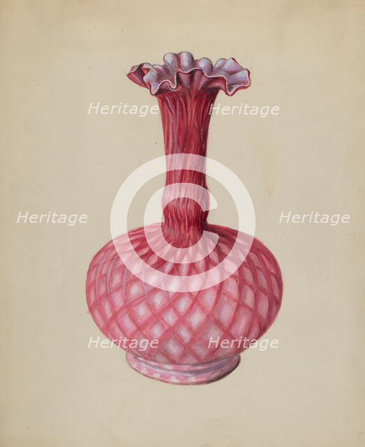 Ornamental Ruby Vase, c. 1936. Creator: Robert Stewart.