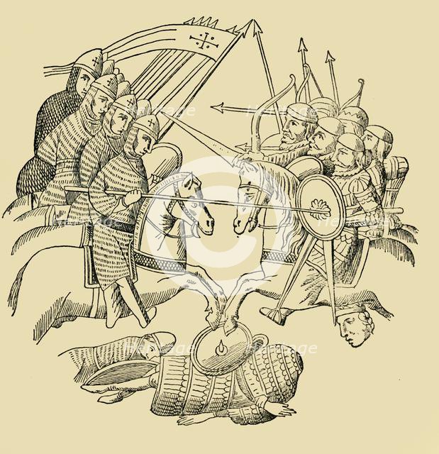 'Crusaders and Saracens in Battle', c1930. Creator: Unknown.