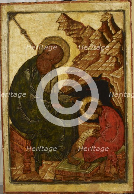 John the Evangelist and his disciple Prochoros, Russian icon, 1550-1599. Creator: Unknown.