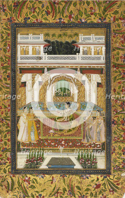 Princess with attendants in a palace, 18th century. Artist: Unknown.