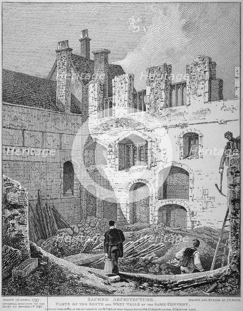 Ruins of the Church of St Clare Minoressess without Aldgate, City of London, 1812.                   Artist: John Thomas Smith