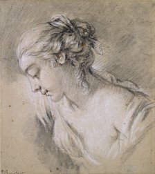 Bust of a Girl in profile to left, mid 18th century. Artist: Francois Boucher.