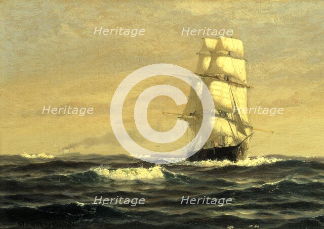 Sailing Ship--off Coast of Maine, 1876. Creator: William E. Norton.