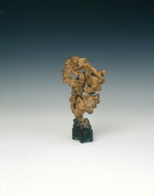 Natural wood sculpture imitating a scholar's rock, Qing dynasty, China, 19th century. Artist: Unknown