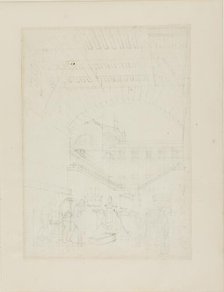 Study for Water Engine, Cold-Bath, Field's Prison, from Microcosm of London, c. 1808. Creator: Augustus Charles Pugin.