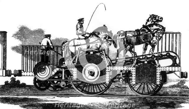 Horse-powered train, 1850. Artist: Unknown