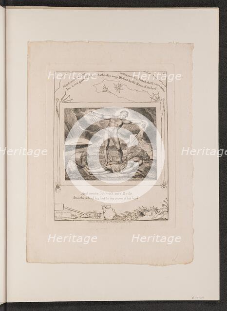 Satan Smiting Job with Boils, 1825. Creator: William Blake.