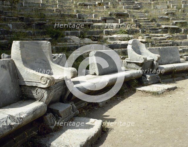 Leader seat, Theatre, Priene, Ionia, Anatolia, Turkey, 1999. Creator: Unknown.