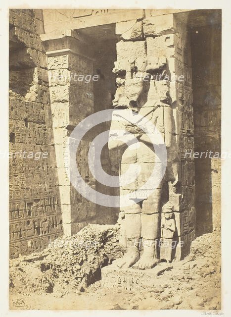Osiride Pillars at Medinet-Haboo, c. 1857. Creator: Francis Frith.