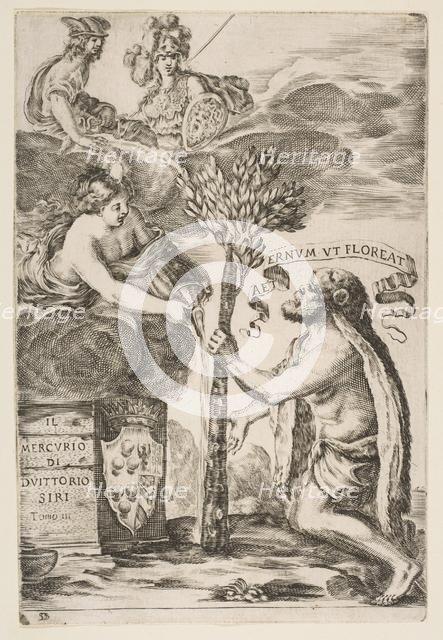 Frontispiece for Il Mercurio, III: Hercules Planting His Club, 1652. Creator: Stefano della Bella.