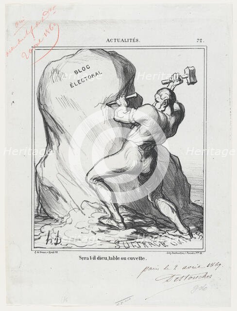 Sera t-il dieu, table ou cuvette, 1869.  Creator: Honore Daumier.