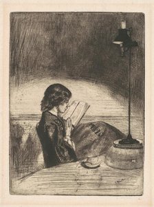 Reading by Lamplight, 1859. Creator: James Abbott McNeill Whistler.