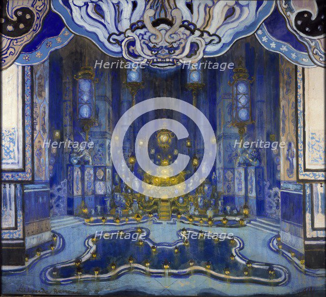 Design for the Decor of 'La Salle du Trone' in 'Le Rossignol', 1914. Artist: Alexandre Benois.