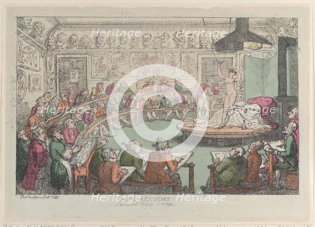 Royal Academy, Somerset House, London, 1801-11., 1801-11. Creator: Thomas Rowlandson.