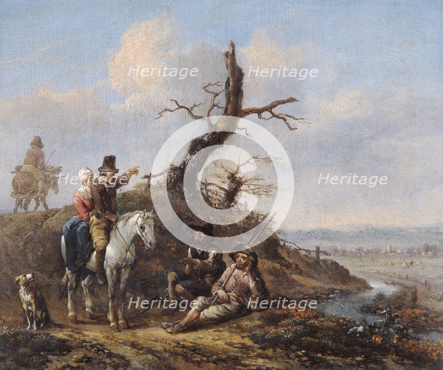 'Landscape with Travellers Resting and Couple on Horseback', 17th century. Artist: Johannes Lingelbach.