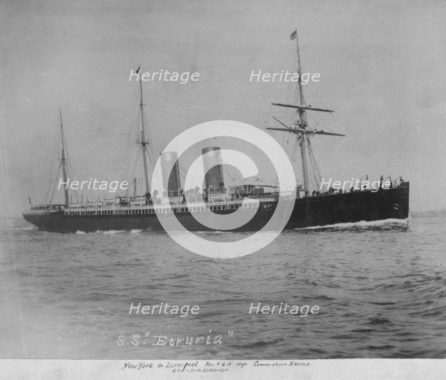 S.S Etruria, New York to Liverpool, November 8th to 15th 1890.  Artist: Jack Lethbridge.