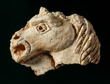 Plaster fragment of a horse's head from one of the ceilings, Berry Pomeroy Castle, Devon. Artist: Unknown.