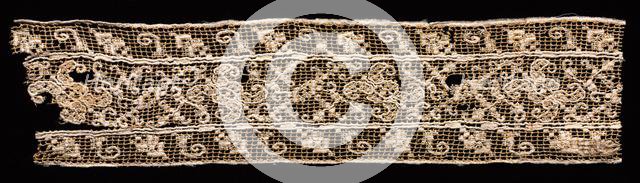 Fragment of a Band with Abstract Pattern, 1500s-1600s. Creator: Unknown.