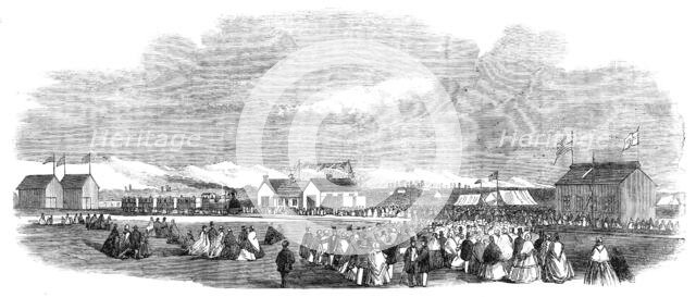 Opening of the first railway in New Zealand, at Christchurch, Canterbury Province, 1864. Creator: Unknown.