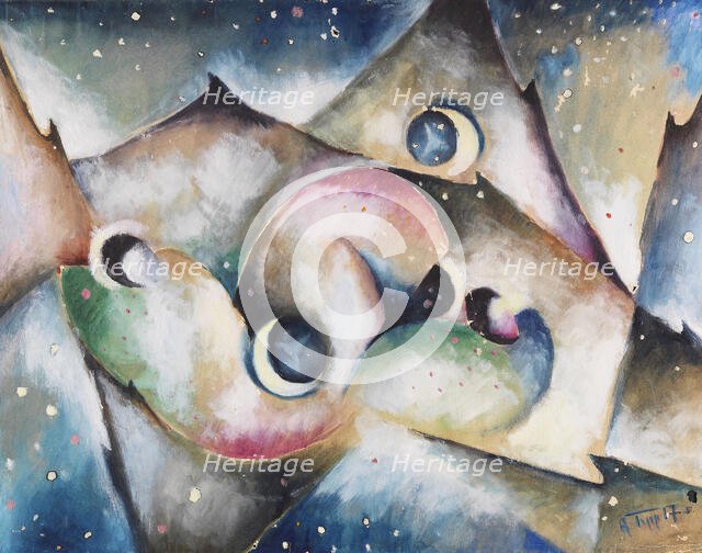 Sleeping Figures in a Nocturnal Mountain Landscape, 1917. Creator: Topp, Arnold (1887-1945).