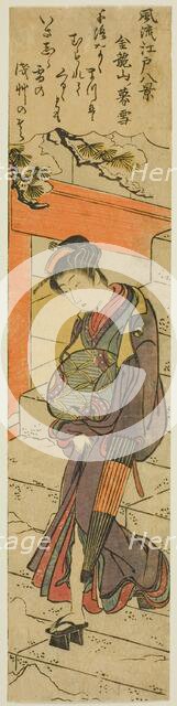 Evening Snow at Kinryuzan Temple (Kinryuzan no bosetsu), from the series "Eight..., c. 1778. Creator: Torii Kiyonaga.