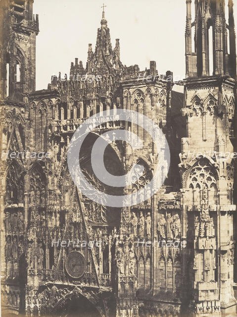 Haut de Portail, Côté de la Place, Cathédrale de Rouen, 1852-54. Creator: Edmond Bacot.