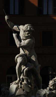 Detail of Fountain of Neptune, Piazza Navona, Rome, Italy, 2009.   Creator: LTL.