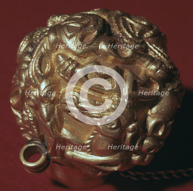 Detail of base of Sarmatian gold scent bottle with an eagle. Artist: Unknown