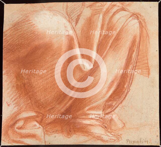 A Drapery Study for the Knees of a Seated Allegorical Figure of Charity (recto)..., 1520/30. Creator: Giovanni Antonio Sogliani.