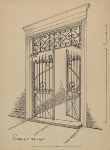 Wrought and Cast Iron Gate, c. 1936. Creator: Al Curry.