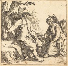 Peasant Couple at Rest, c. 1621. Creator: Jacques Callot.