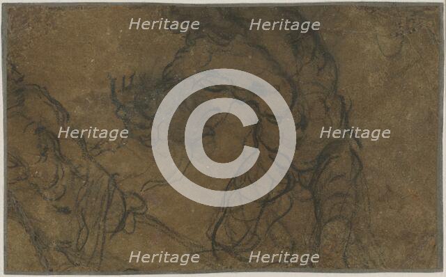 Two Male Figures in Motion (verso), 1598/1605. Creator: Domenico Tintoretto.