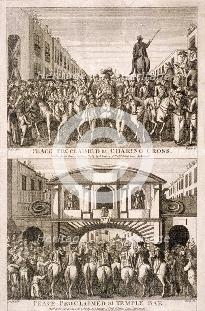 Proclamation of peace of the American War of Indepence, London, 1763. Artist: James Basire I