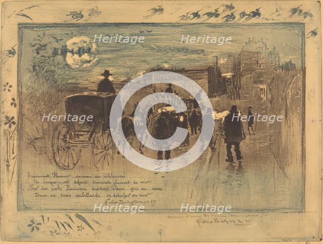 Convoi Funèbre au Boulevard de Clichy (Funeral Procession on the Boulevard de Clichy), 1887. Creator: Felix Hilaire Buhot.