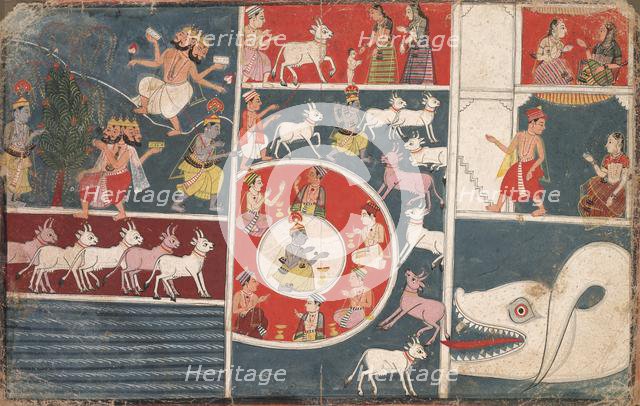 Krishna Playing the Flute and other Episodes from the Bhagavata Purana, c. 1650. Creator: Unknown.