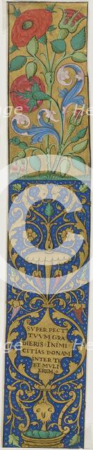 Illuminated Border with Flora and Grotesques from a Manuscript, 15th or early 16th century. Creator: Unknown.