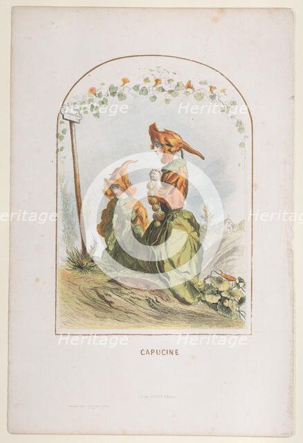 Capucine, from Les Fleurs Animées, 1820-70., 1820-70. Creator: Charles-Michel Geoffroy.