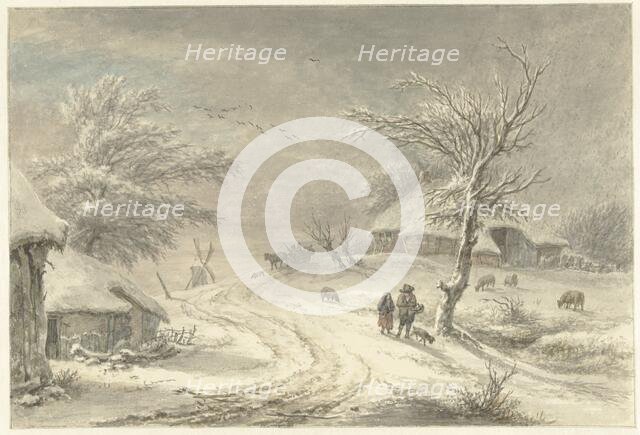 Winter view in Exloo, Drenthe, 1755-1818. Creator: Egbert van Drielst.