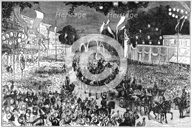A procession to celebrate the Prince of Wales' birthday, Bombay, India, 19th century. Artist: Unknown