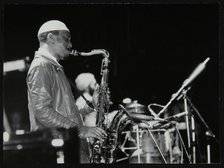 George Adams (tenor saxophone) playing at the Newport Jazz Festival, Middlesbrough, 1978. Artist: Denis Williams