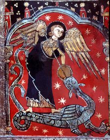 Detail of Saint Michael fighting the dragon on the altar front 'Master of Soriguerola' from the p…
