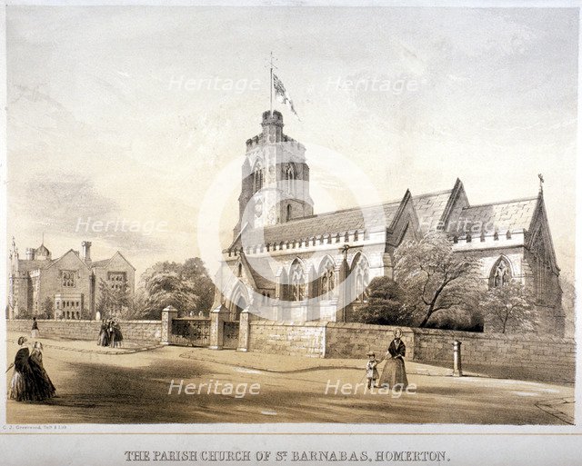 St Barnabas' Church, Homerton, Hackney, London, c1850. Artist: CJ Greenwood