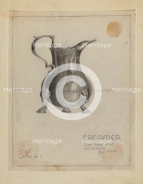 Silver Creamer, 1935/1942. Creator: Joseph Leboit.