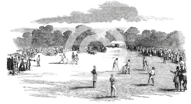 Visit of the Royal Party to the Cricket-Ground, at Castle Howard, 1850. Creator: Ebenezer Landells.