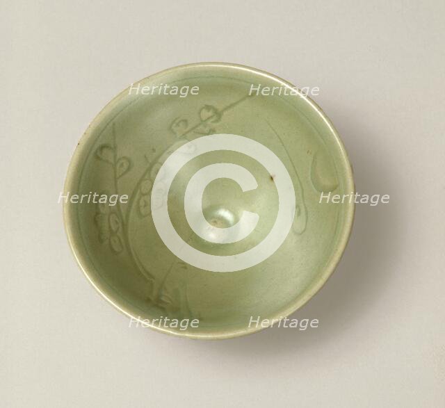 Bowl with plum, moon and cloud design, 1200s. Creator: Unknown.