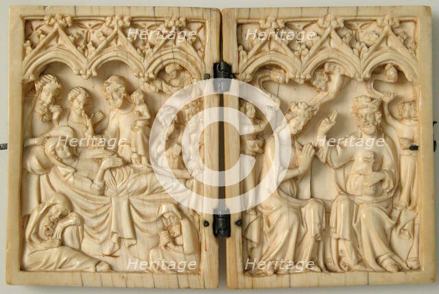 Diptych with Death and Coronation of the Virgin, French, 14th century. Creator: Unknown.