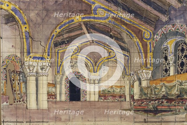 Stage design for the opera The Tsar's bride by N. Rimsky-Korsakov, 1899. Artist: Vrubel, Mikhail Alexandrovich (1856-1910)